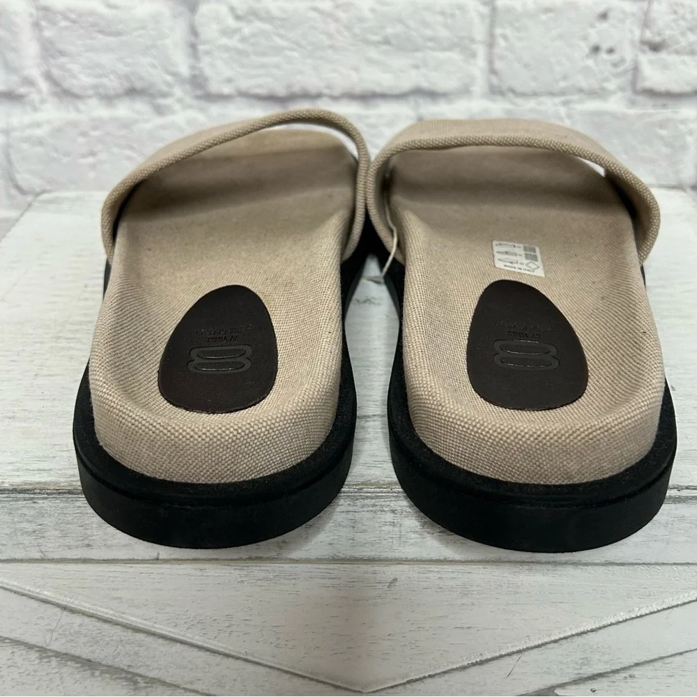 NWOT 8 By YOOX Men’s Beige Canvas Slide Sandals